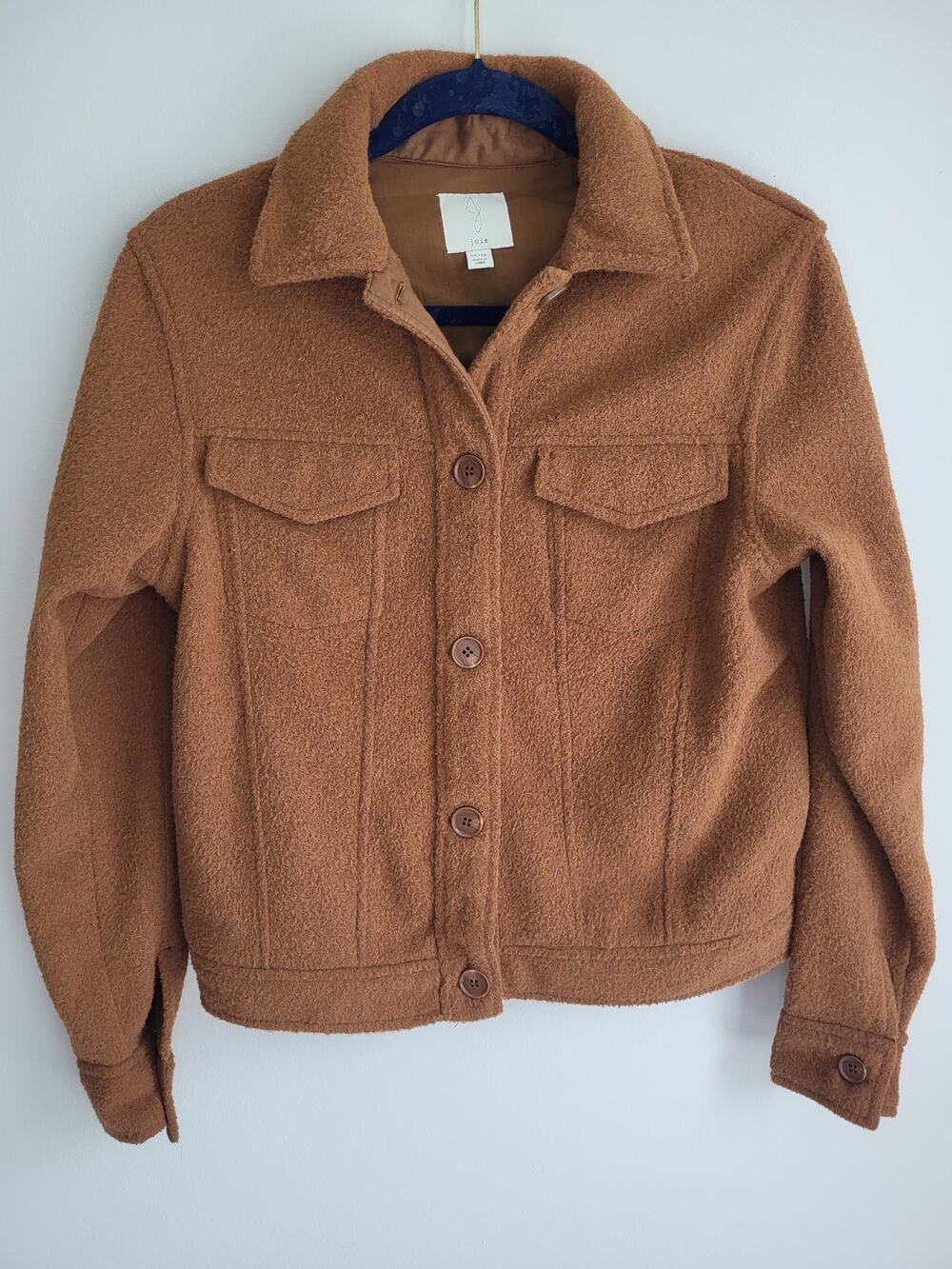 Joie XS Caramel Cozy Teddy Waist-Length Jacket Utility Fall Chest Pockets EUC